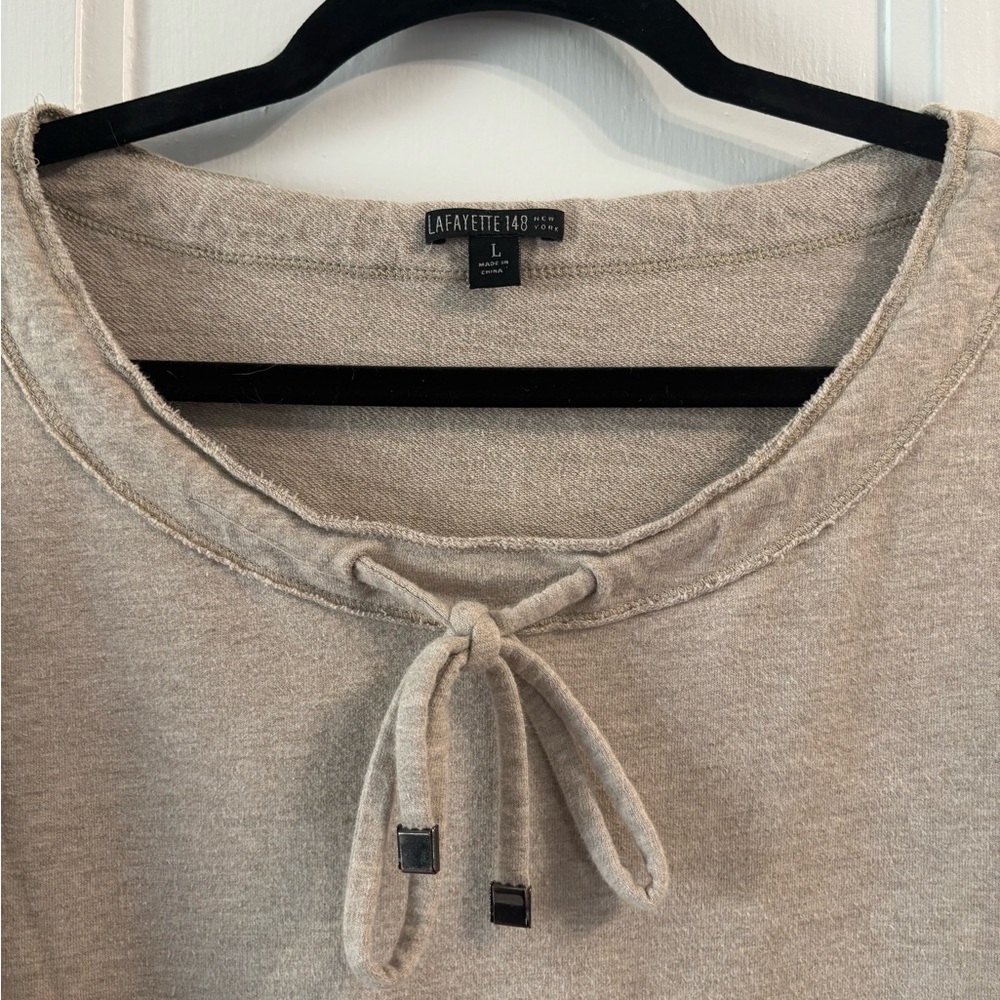 Lafayette 148 Light Gray Tie-Neck Top